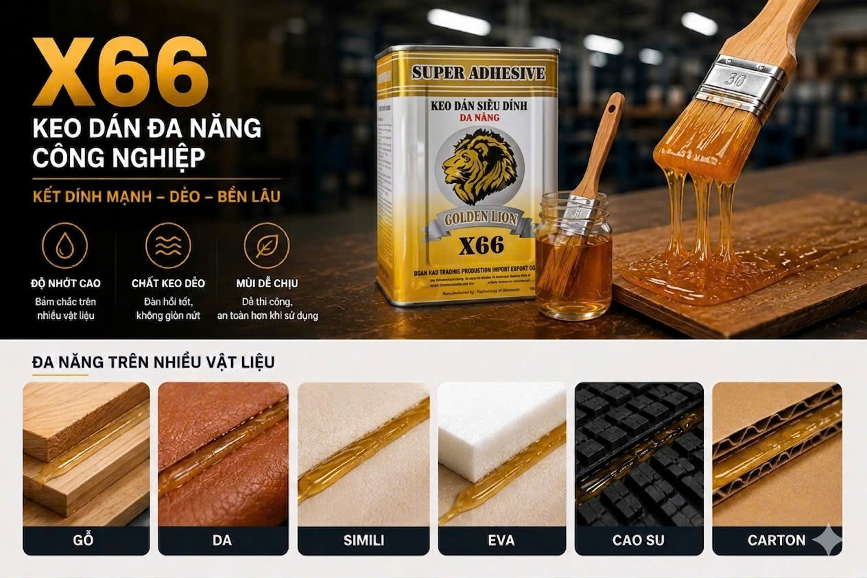 keo dán đa năng X66 | keo dán công nghiệp sư tử vàng