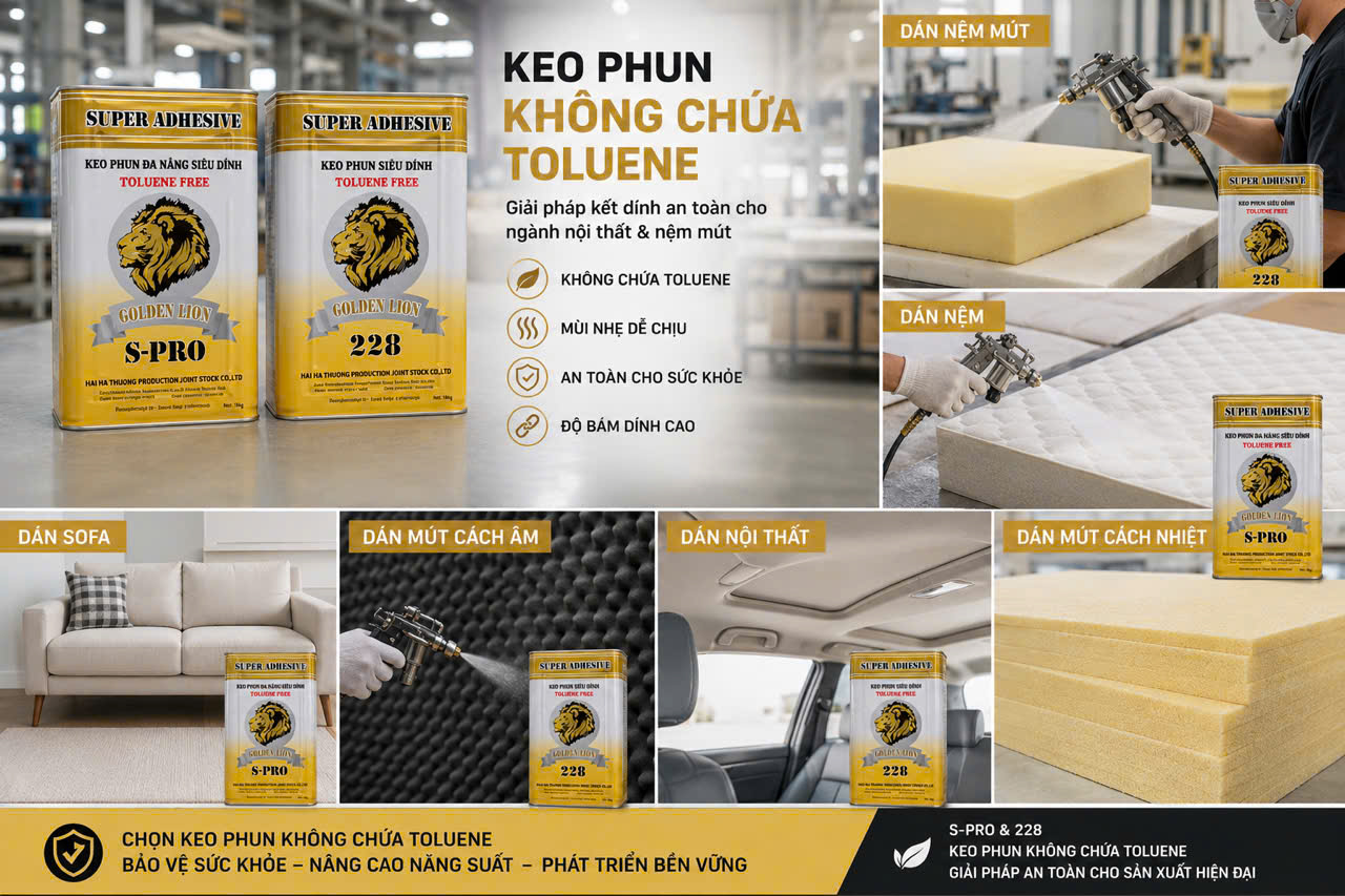 keo phun không màu không mùi không chứa toluene 228 và spro
