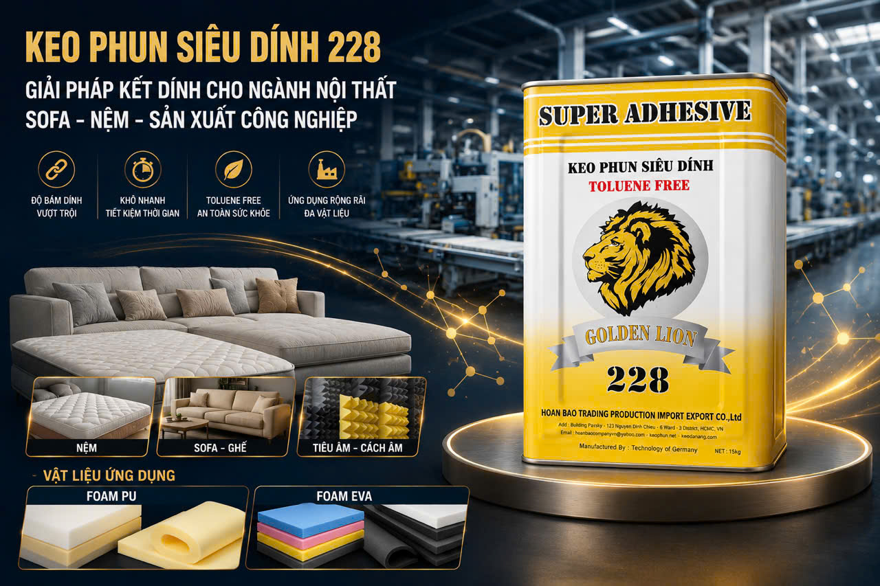 keo phun sofa cao cấp 228 chuẩn xuất khẩu không mùi , không màu - sư tử vàng
