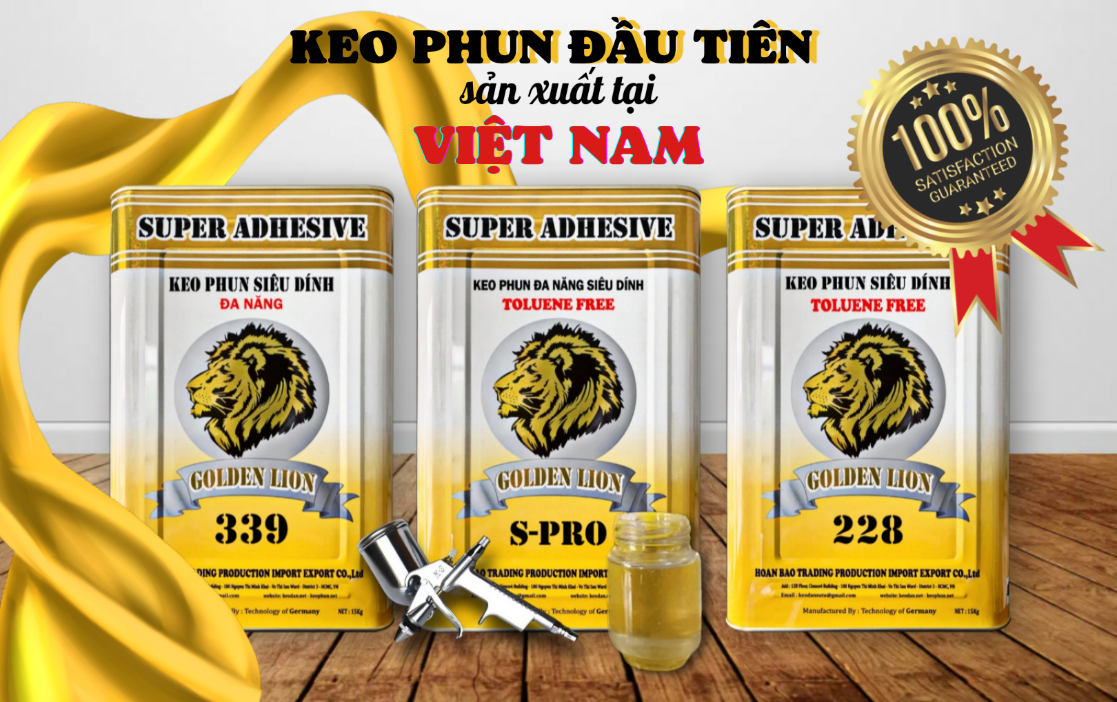 keo phun sư tử vàng