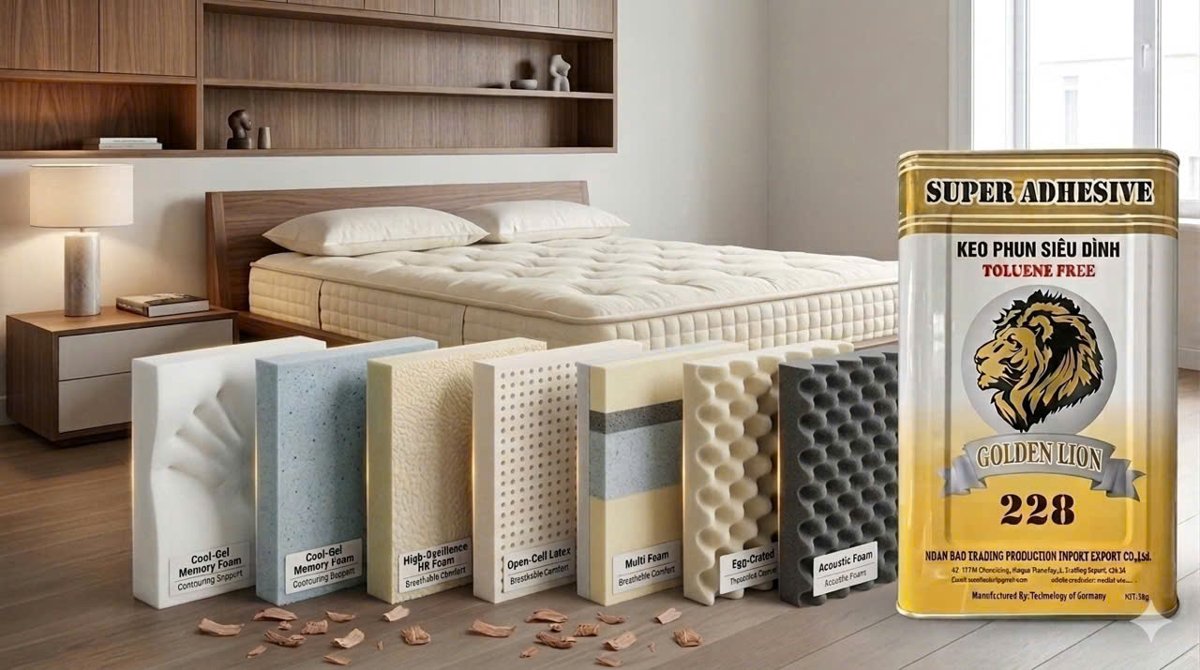 Keo phun 228 dán nệm mút các loại